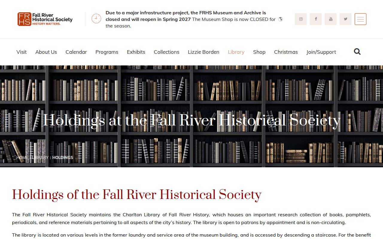 Fall River city directory holdings at the Fall River Historical Society Charlton Library