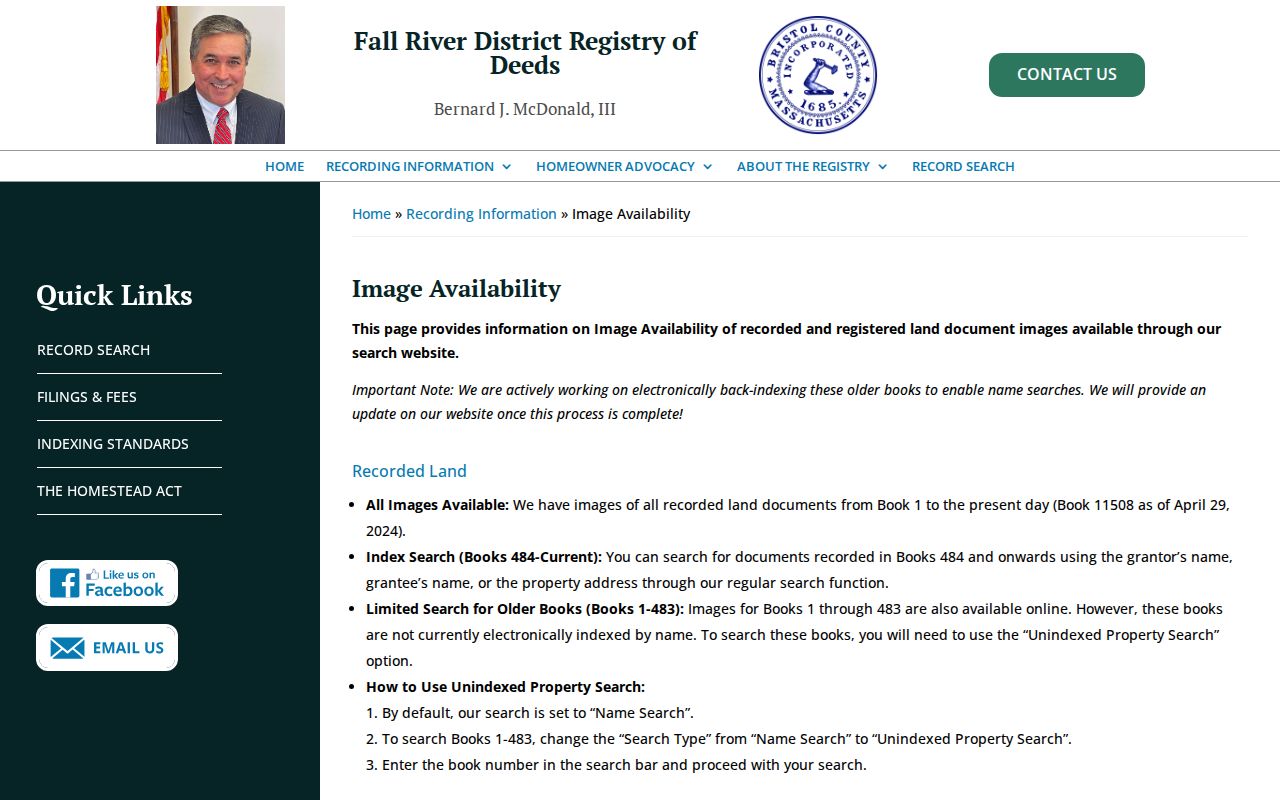 Fall River previous residents Registry image availability
